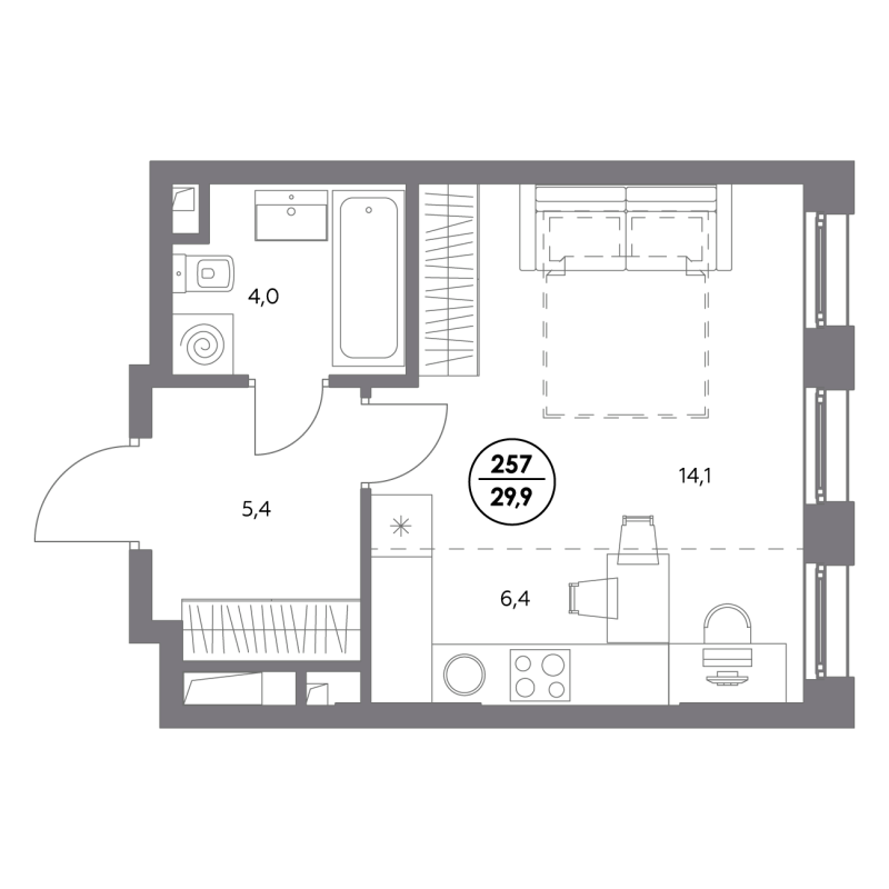 Студия 29,9 м²