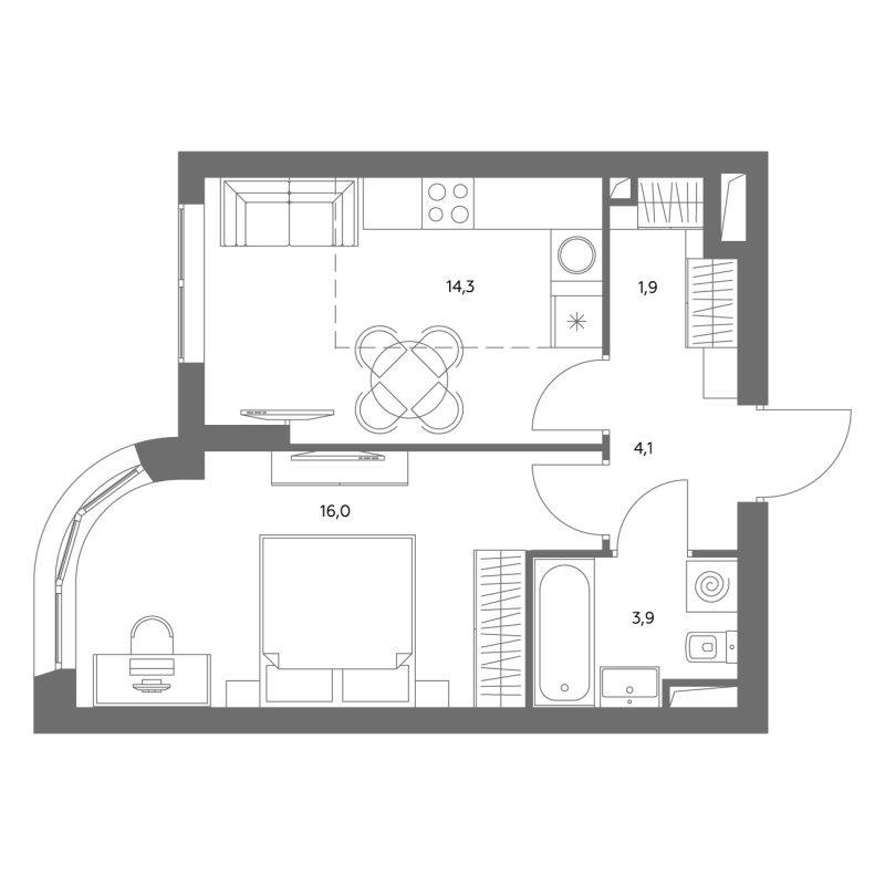 1 ккв 40,5 м²