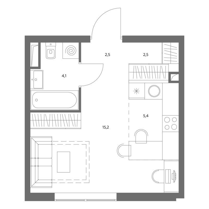 Студия 30 м²