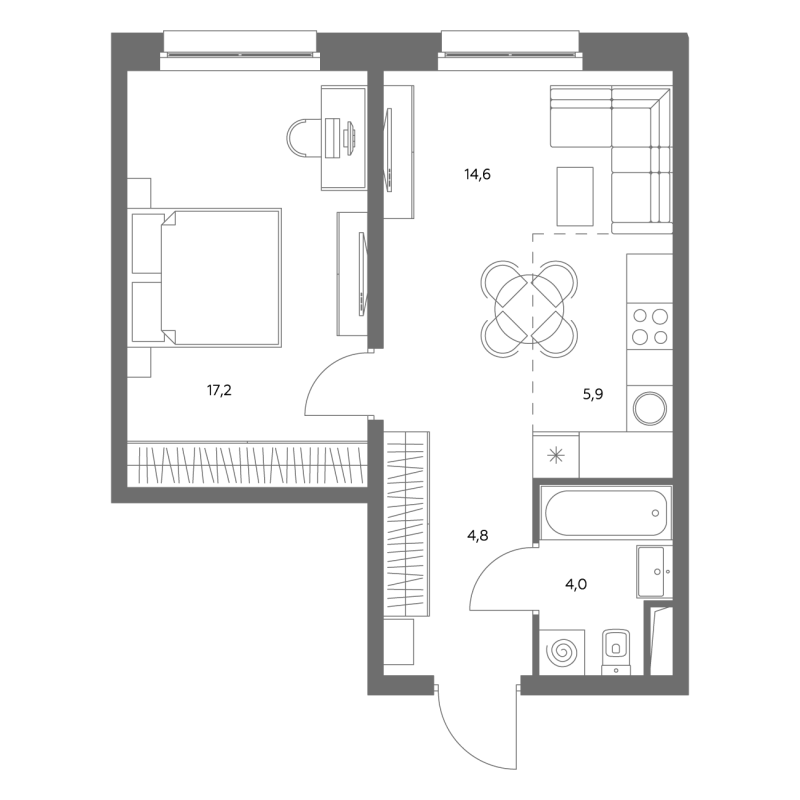 2 ккв (Евро) 47,3 м²