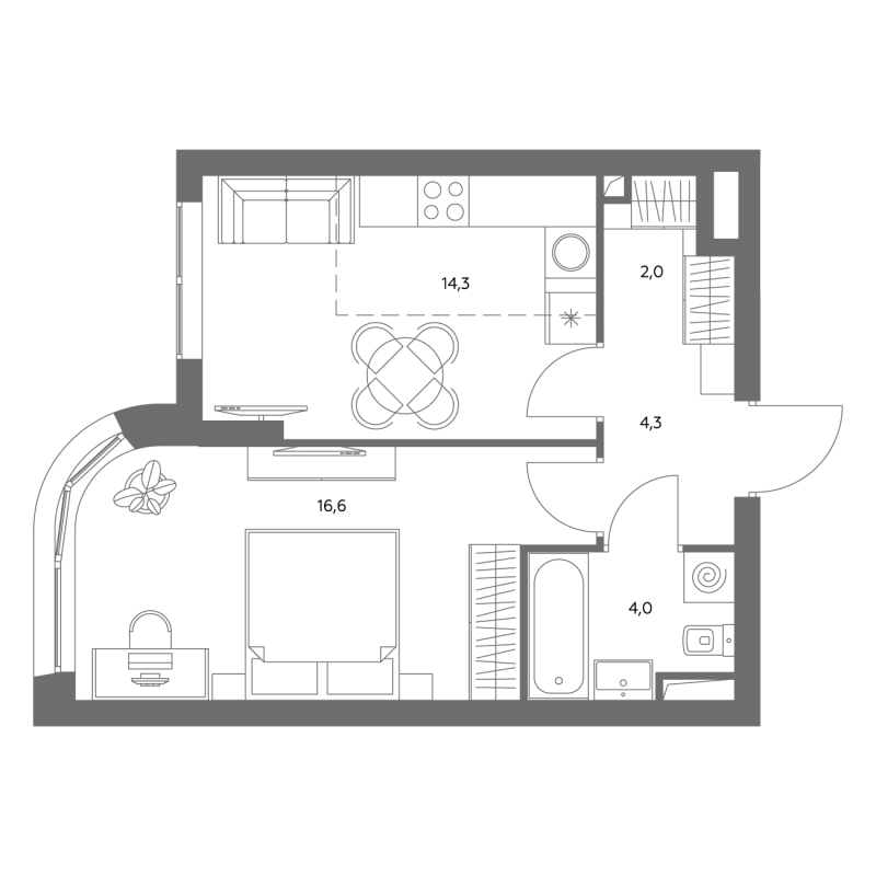 1 ккв 41,4 м²