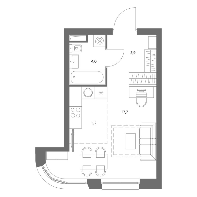Студия 31 м²