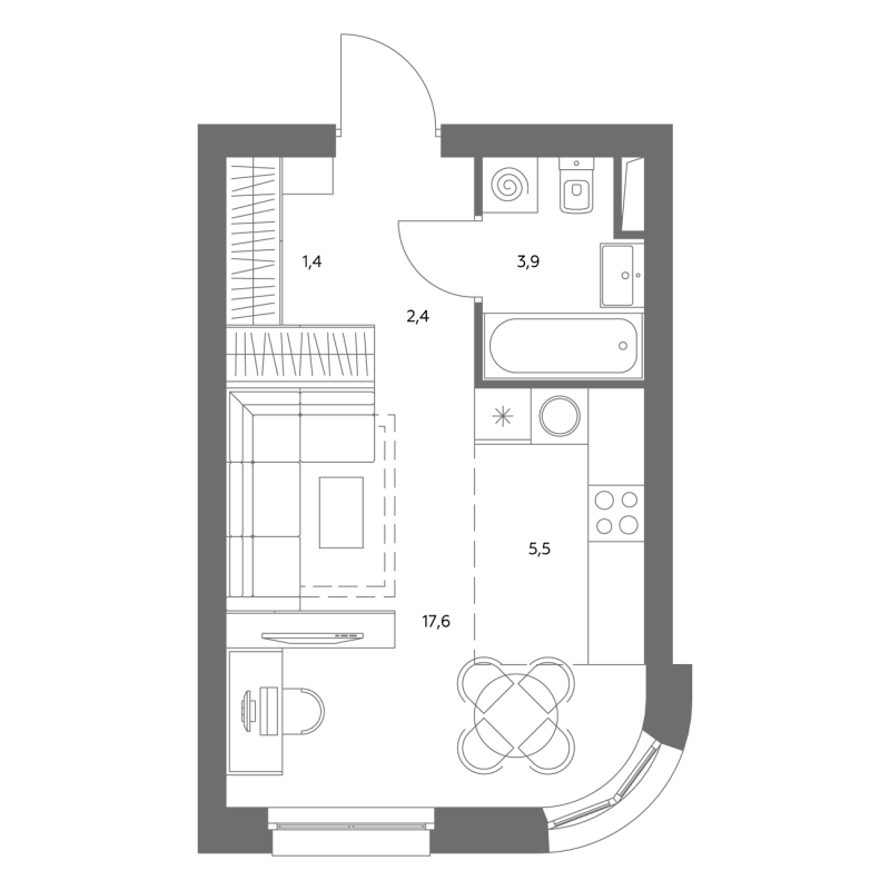 Студия 30,8 м²