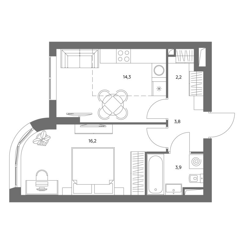 1 ккв 40,7 м²