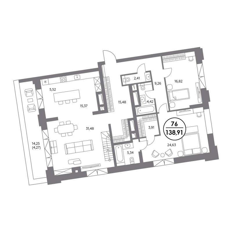 3 ккв (Евро) 138,9 м²