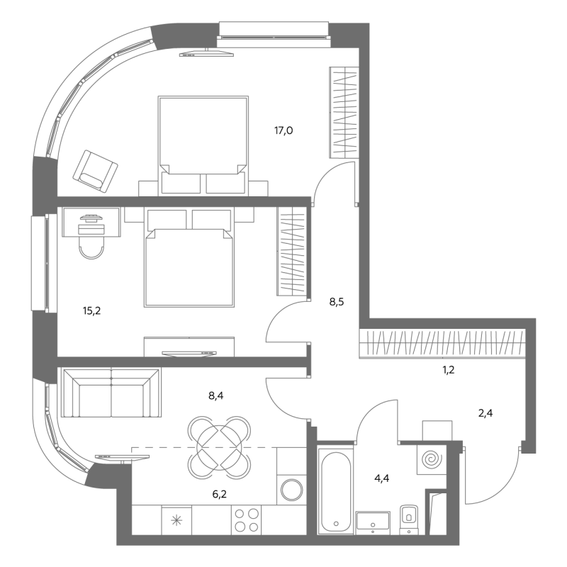 3 ккв (Евро) 63,4 м²