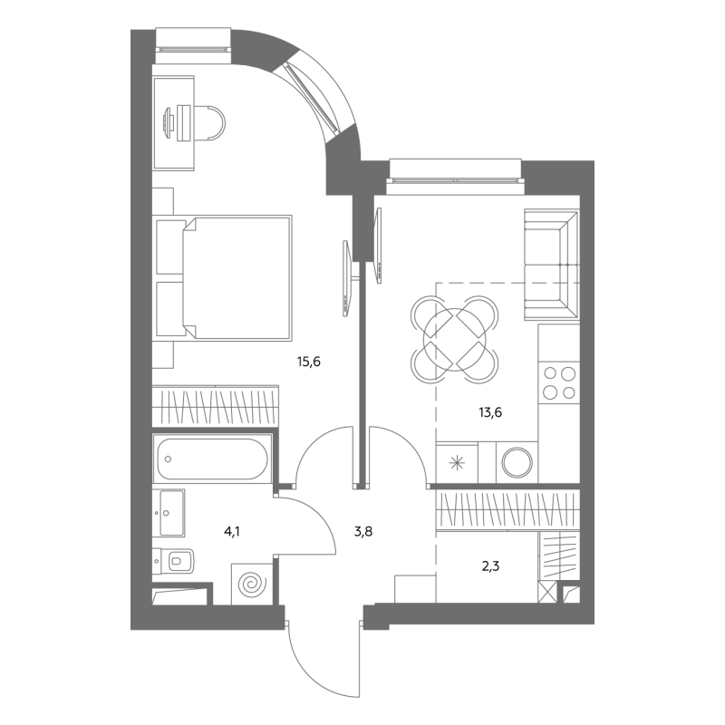 1 ккв 39,6 м²