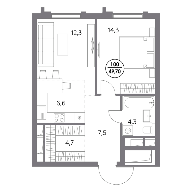 2 ккв (Евро) 49,7 м²