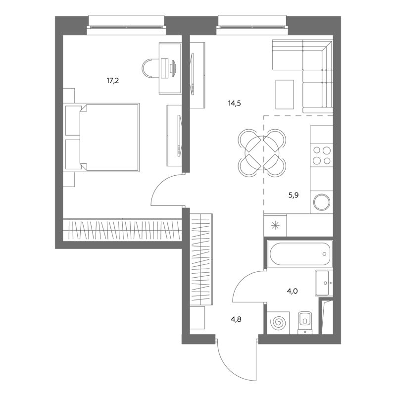 2 ккв (Евро) 47,3 м²