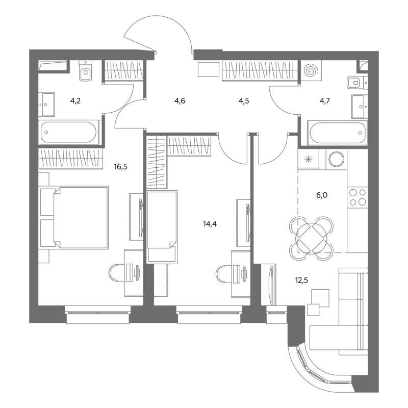 3 ккв (Евро) 68,2 м²