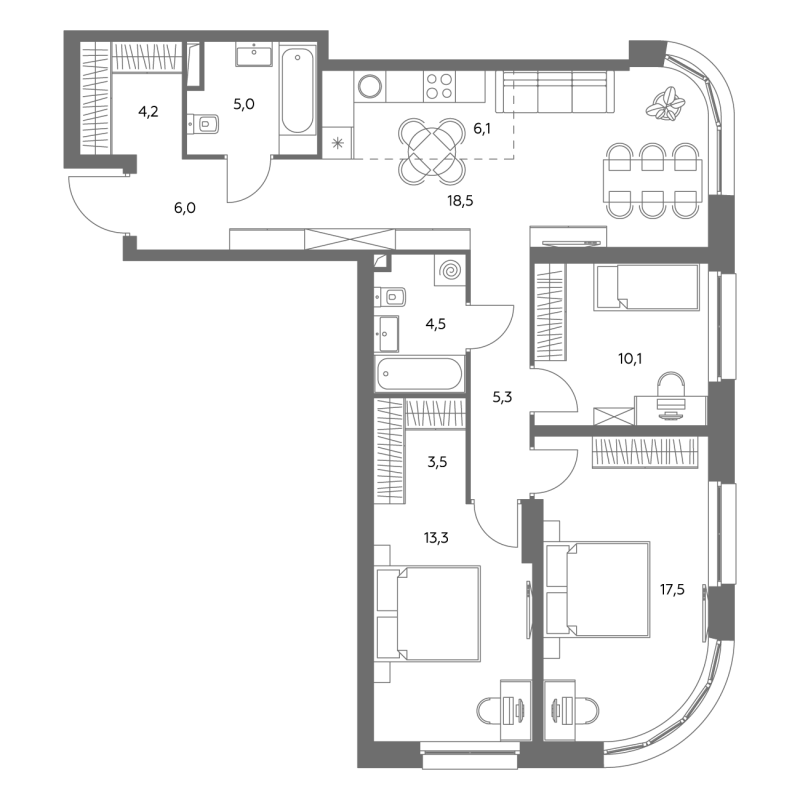 4 ккв (Евро) 94,5 м²