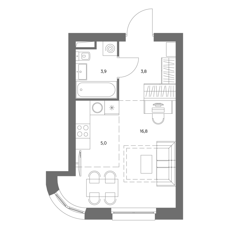 Студия 30 м²