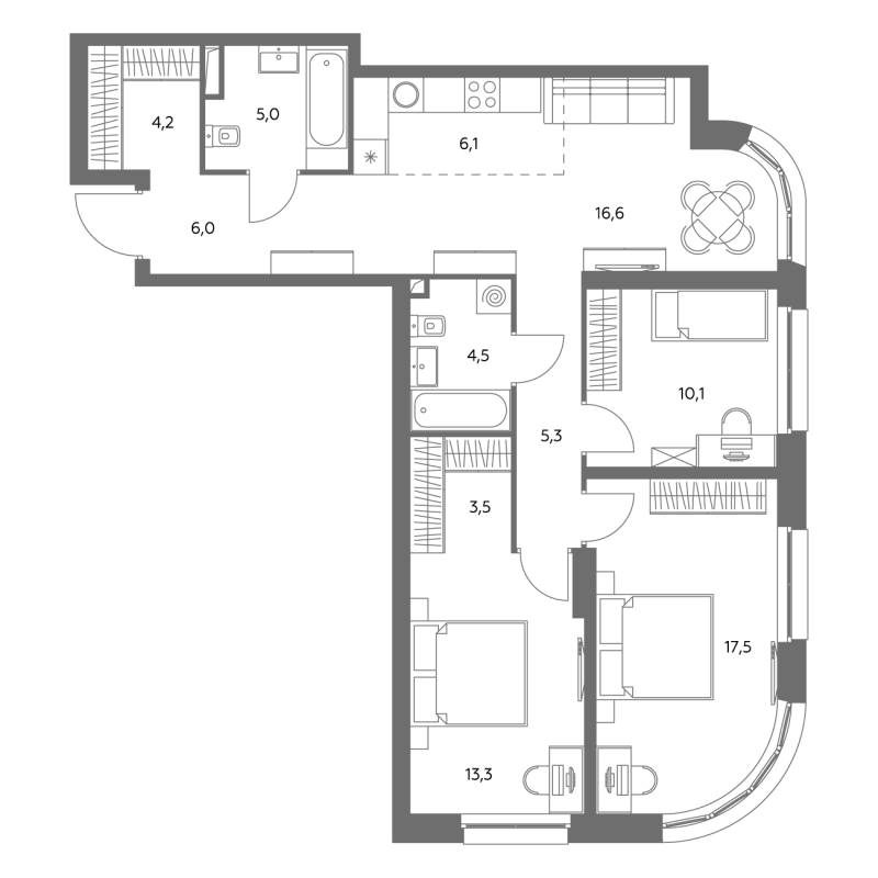 4 ккв (Евро) 92,6 м²
