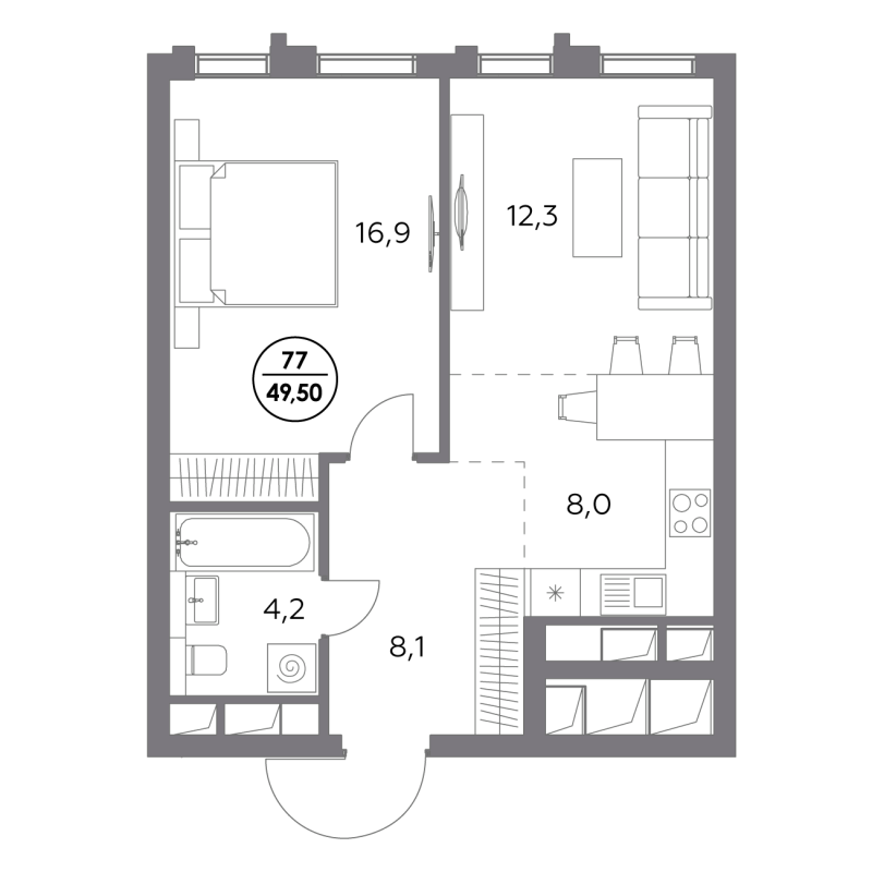 2 ккв (Евро) 49,5 м²