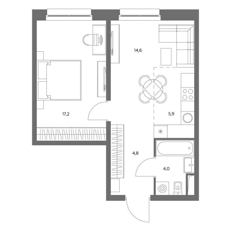 2 ккв (Евро) 47,3 м²