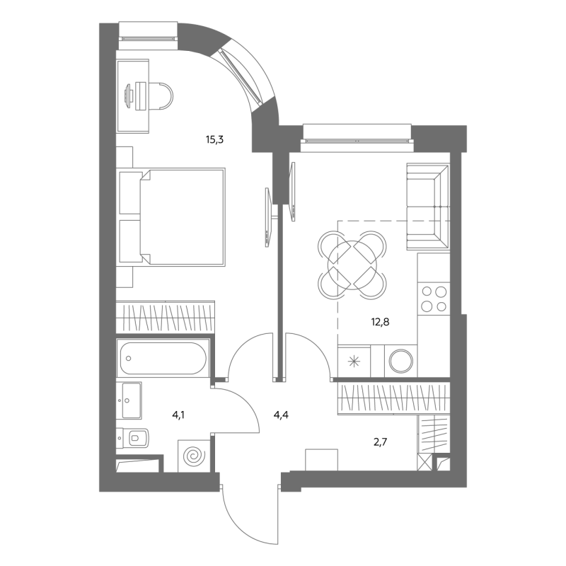 1 ккв 39,6 м²
