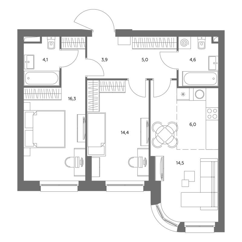 3 ккв (Евро) 69,3 м²