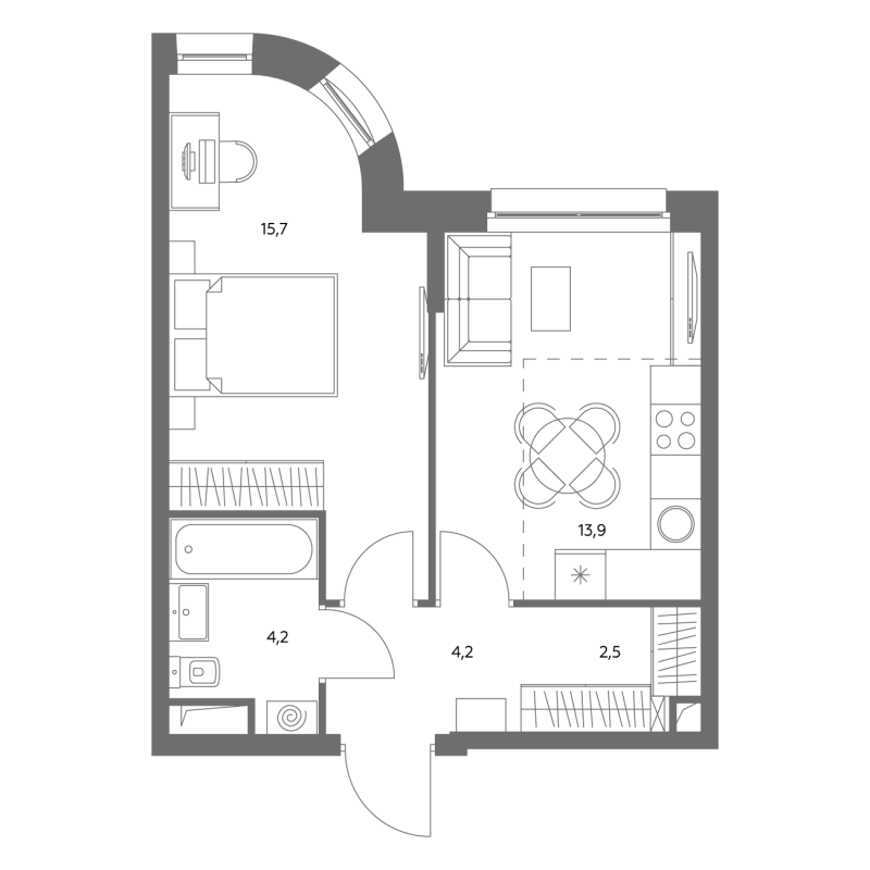 1 ккв 39,8 м²