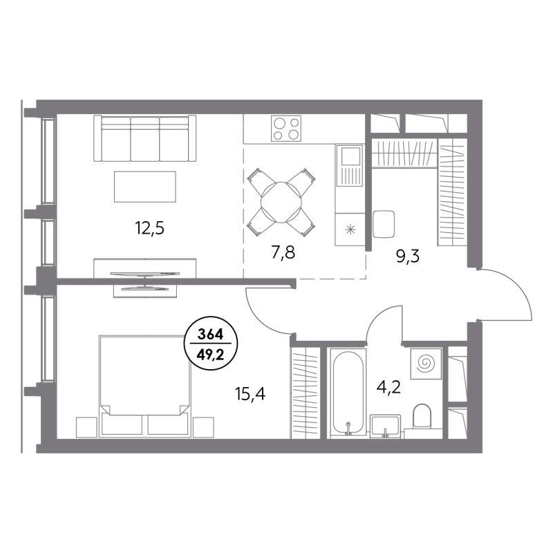 2 ккв (Евро) 49,2 м²