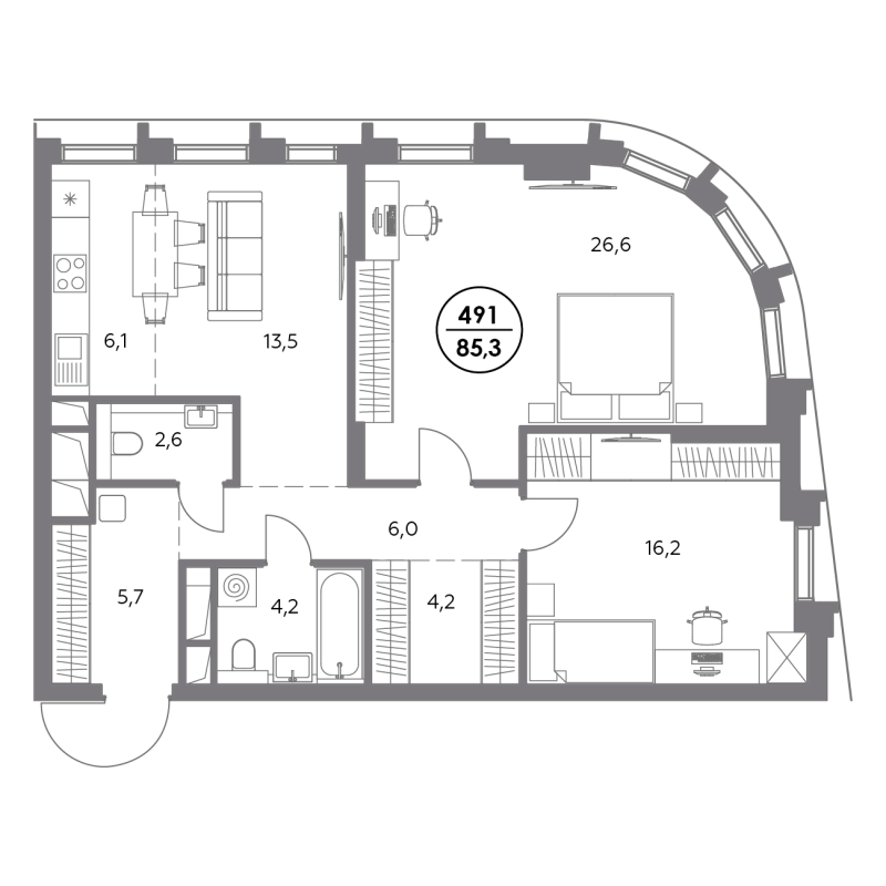 3 ккв (Евро) 85,3 м²