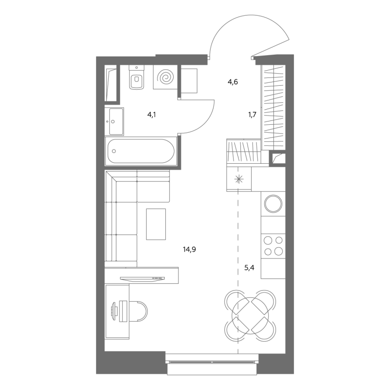 Студия 30,8 м²