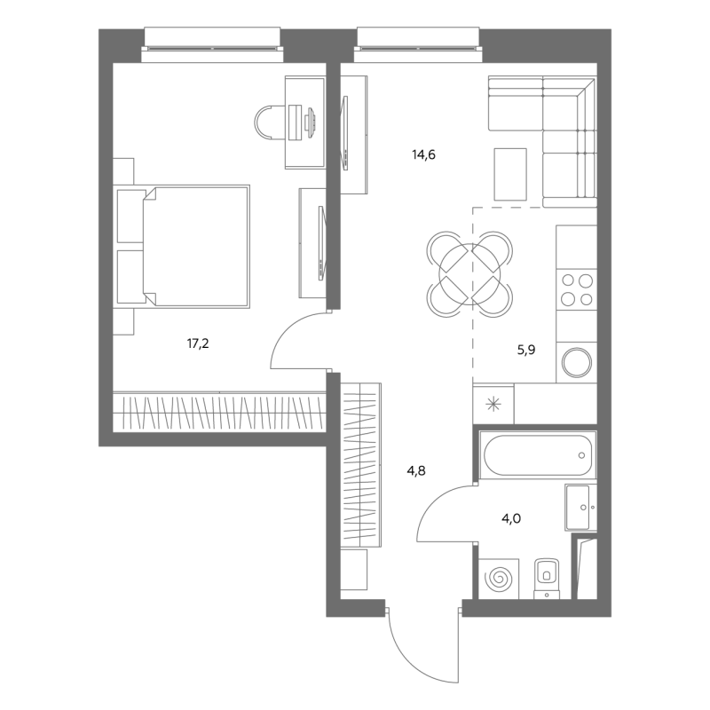 2 ккв (Евро) 47,3 м²