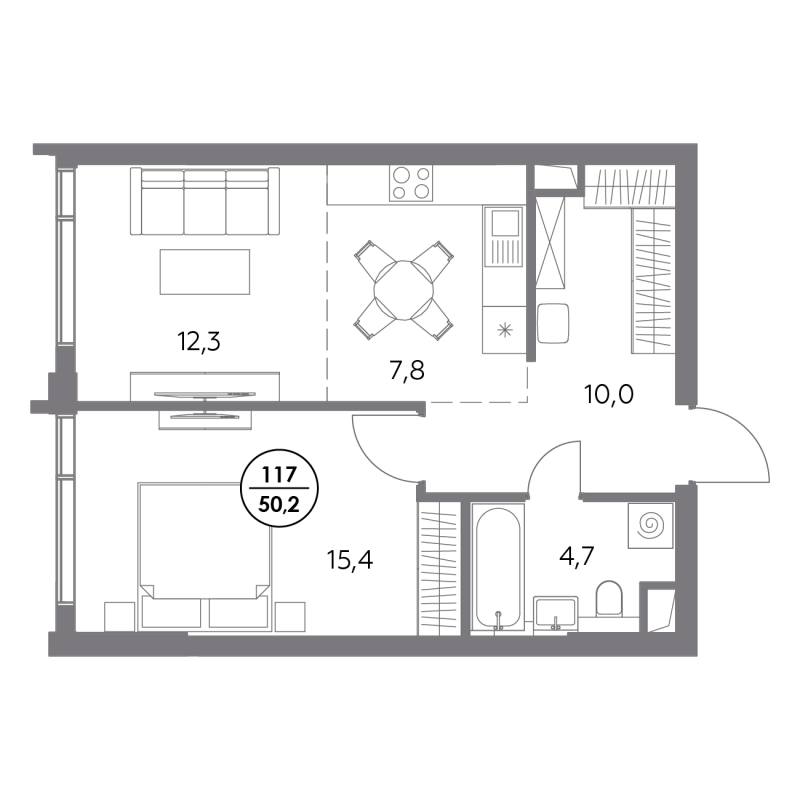2 ккв (Евро) 50,2 м²