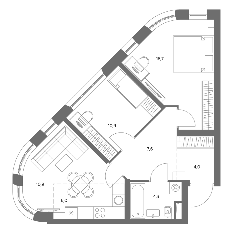 3 ккв (Евро) 61 м²