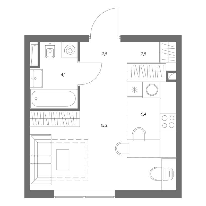Студия 30 м²