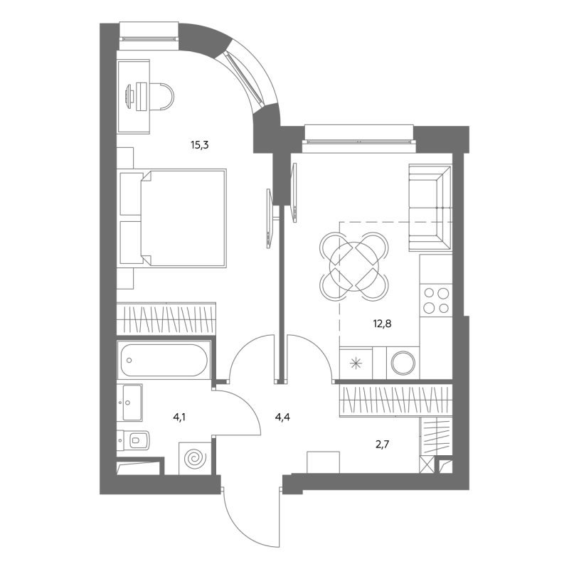 1 ккв 39,6 м²