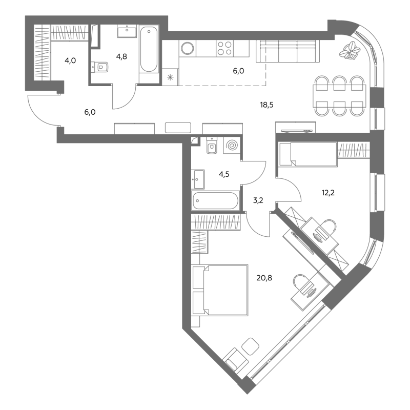 3 ккв (Евро) 79,2 м²
