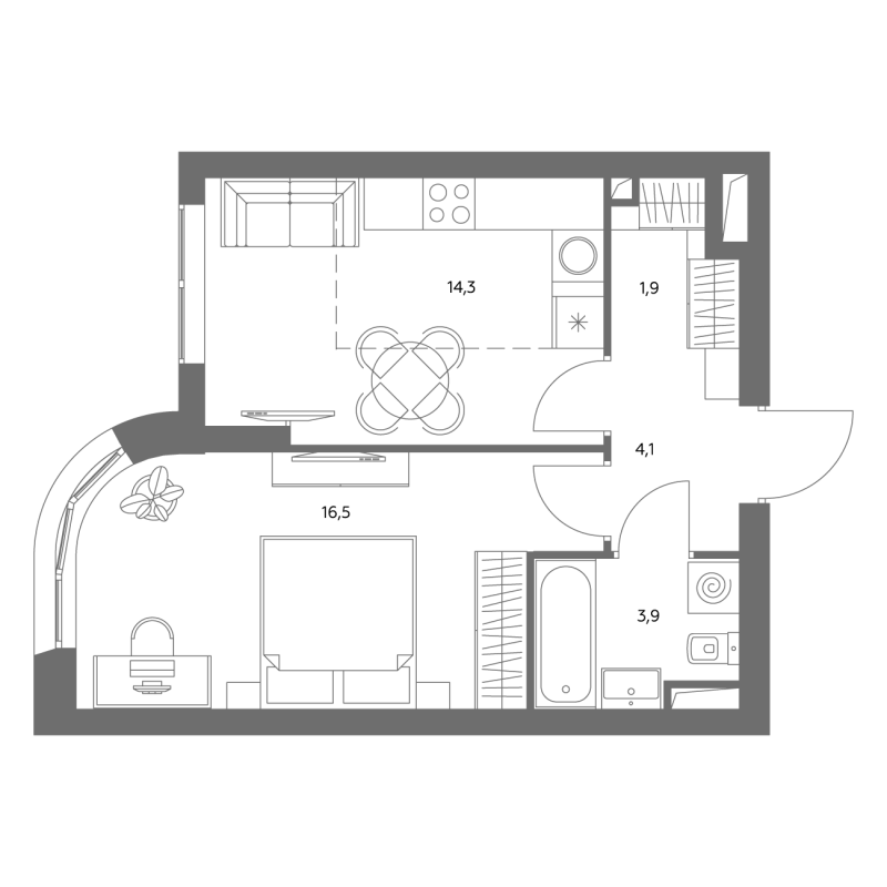 1 ккв 41 м²
