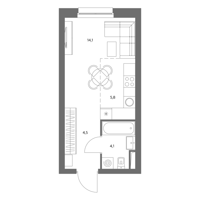 Студия 28,8 м²