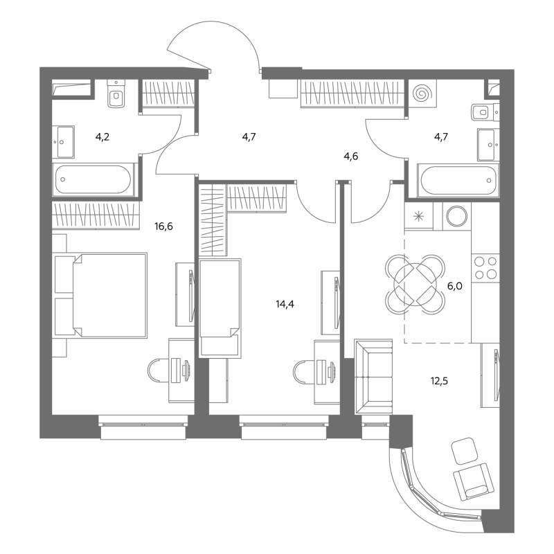 3 ккв (Евро) 68,2 м²