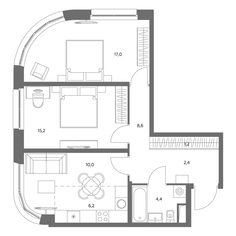 3 ккв (Евро) 64,9 м²