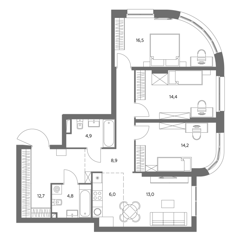 4 ккв (Евро) 95,1 м²