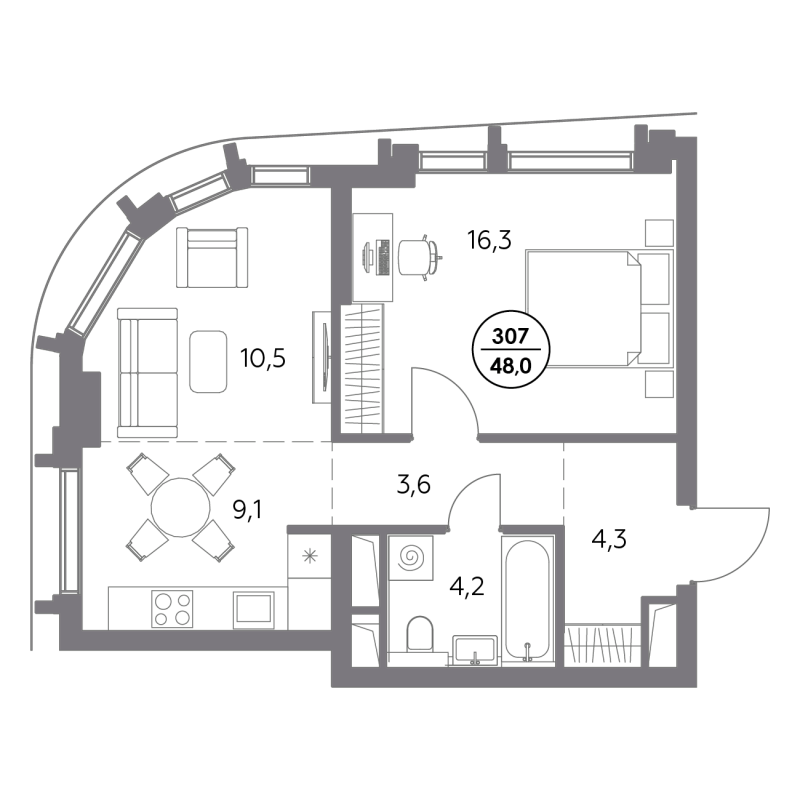 2 ккв (Евро) 48 м²