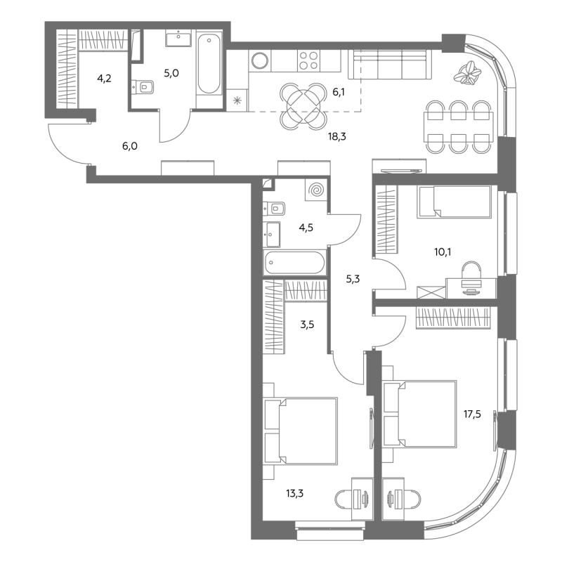 4 ккв (Евро) 94,3 м²