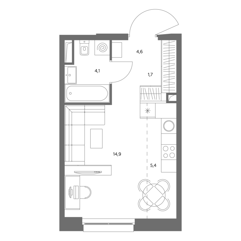 Студия 30,8 м²