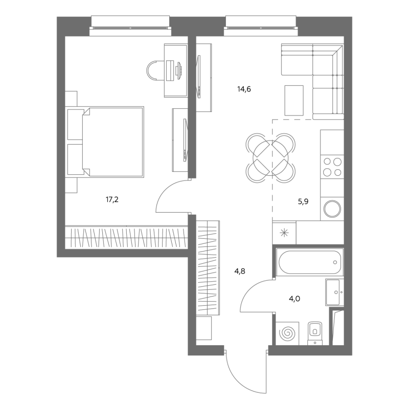 2 ккв (Евро) 47,3 м²