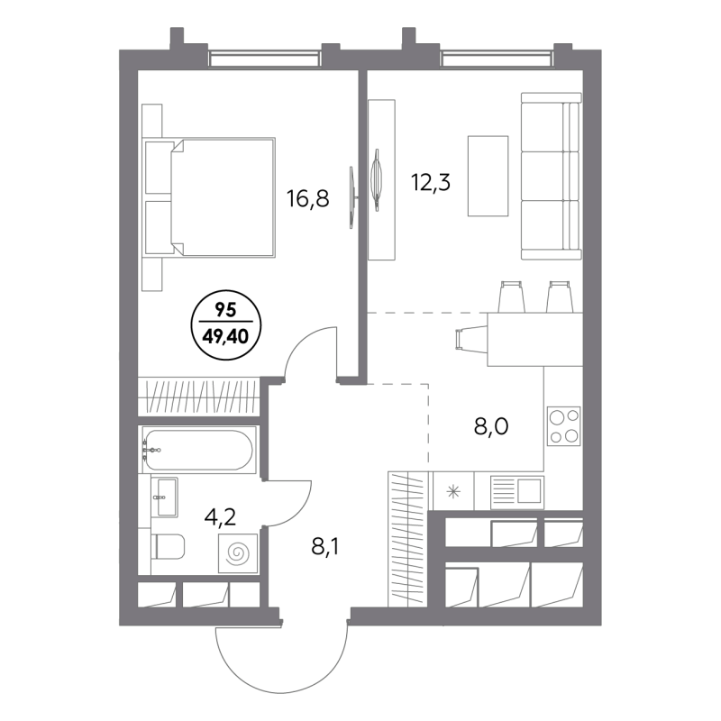 2 ккв (Евро) 49,4 м²