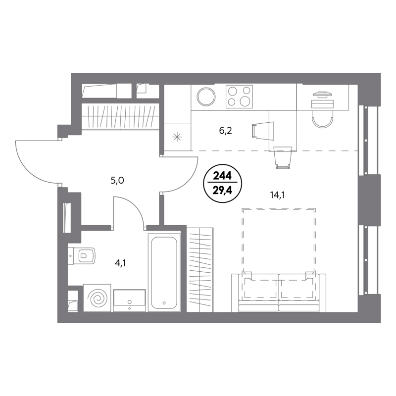 Студия 29,4 м²