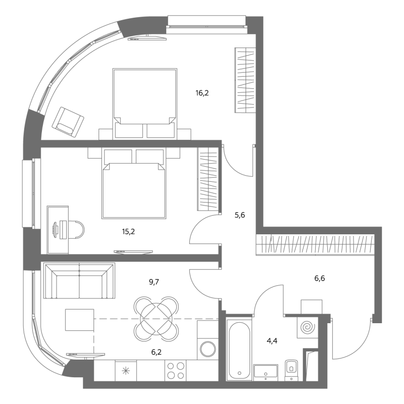 3 ккв (Евро) 63,3 м²