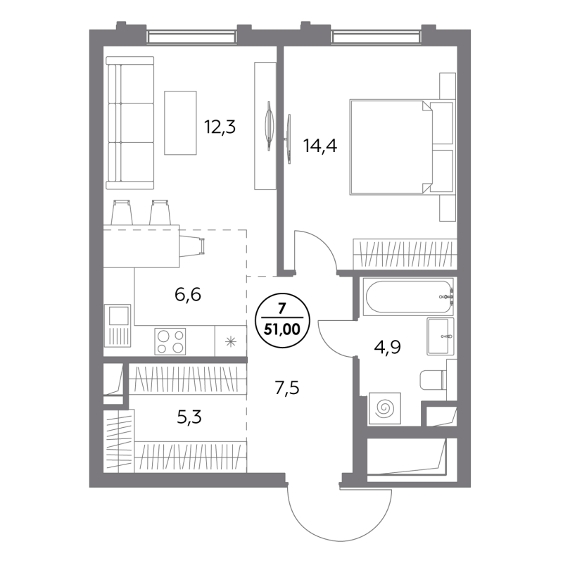 2 ккв (Евро) 51 м²