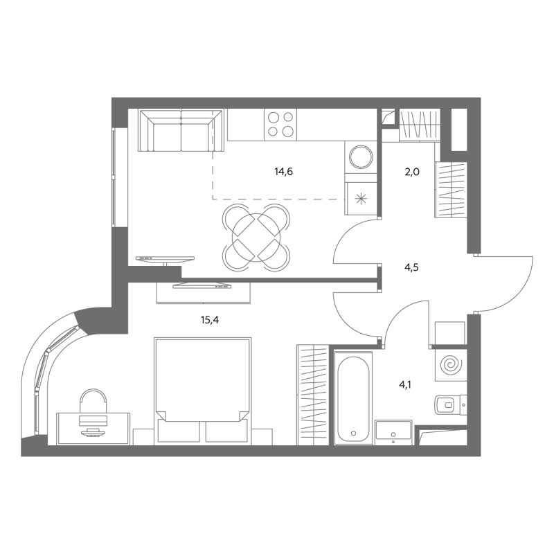 1 ккв 40,8 м²