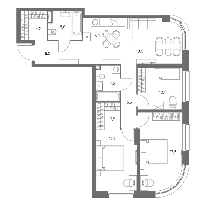 4 ккв (Евро) 94 м²