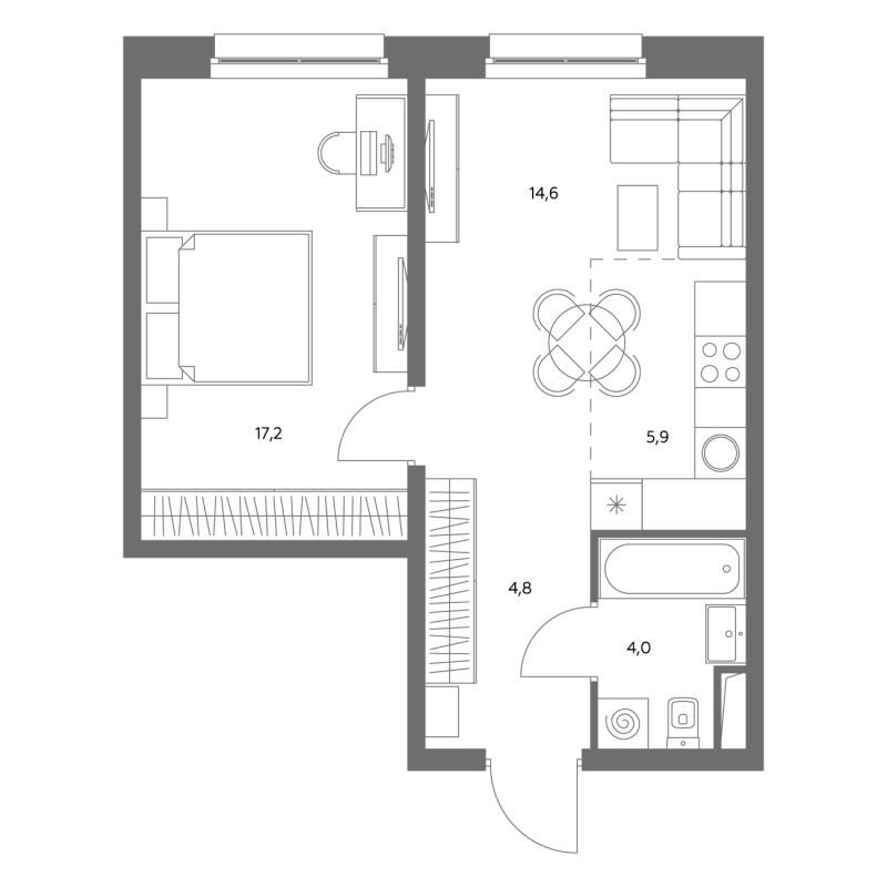 2 ккв (Евро) 47,3 м²