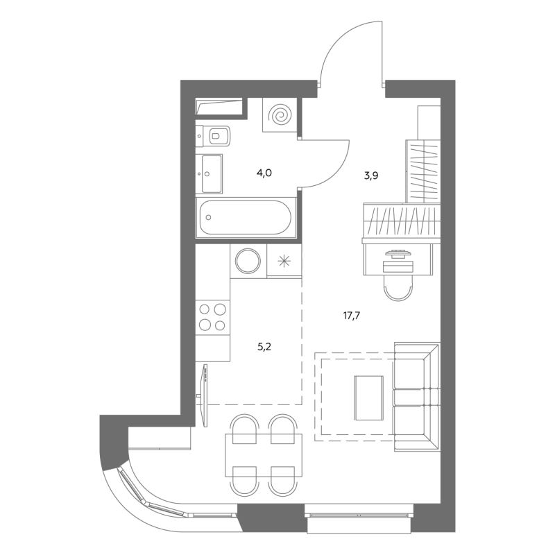 Студия 31 м²