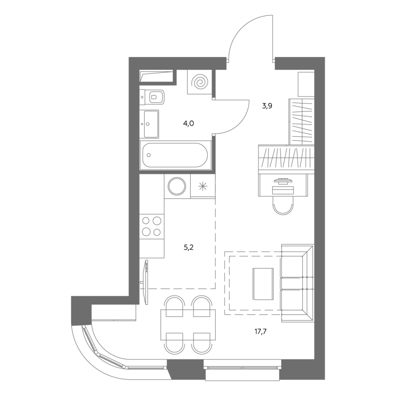 Студия 31 м²