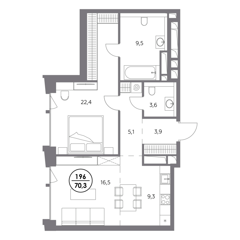 2 ккв (Евро) 70,3 м²